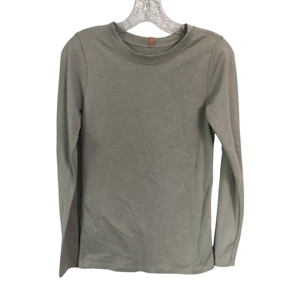 Lunya Tee Medium Restore Base Layer Charcoal Gray Organic Cotton Long Sleeve
